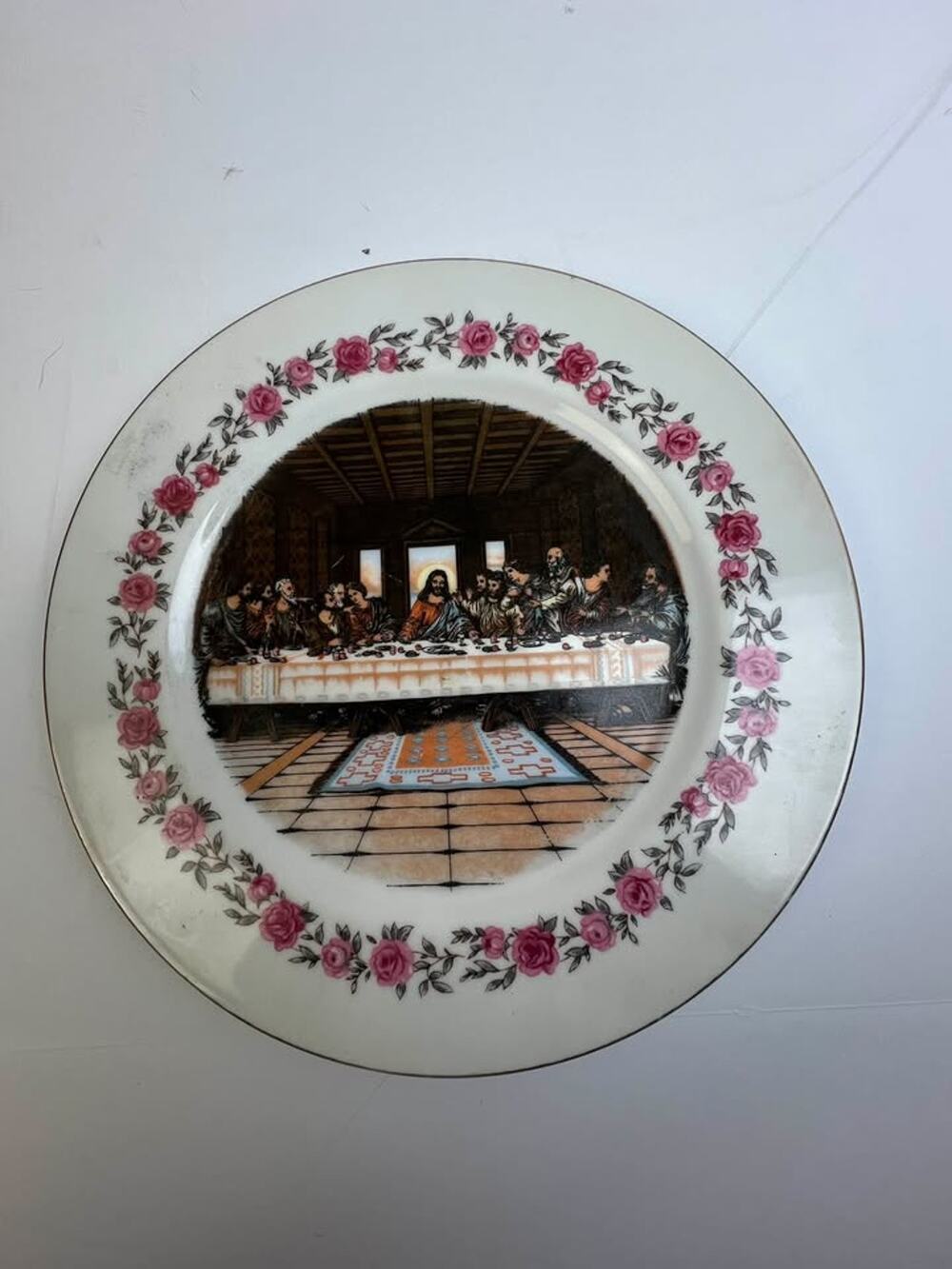 Vintage The Last Supper Decorative Plate Japan Christian Wall Decor